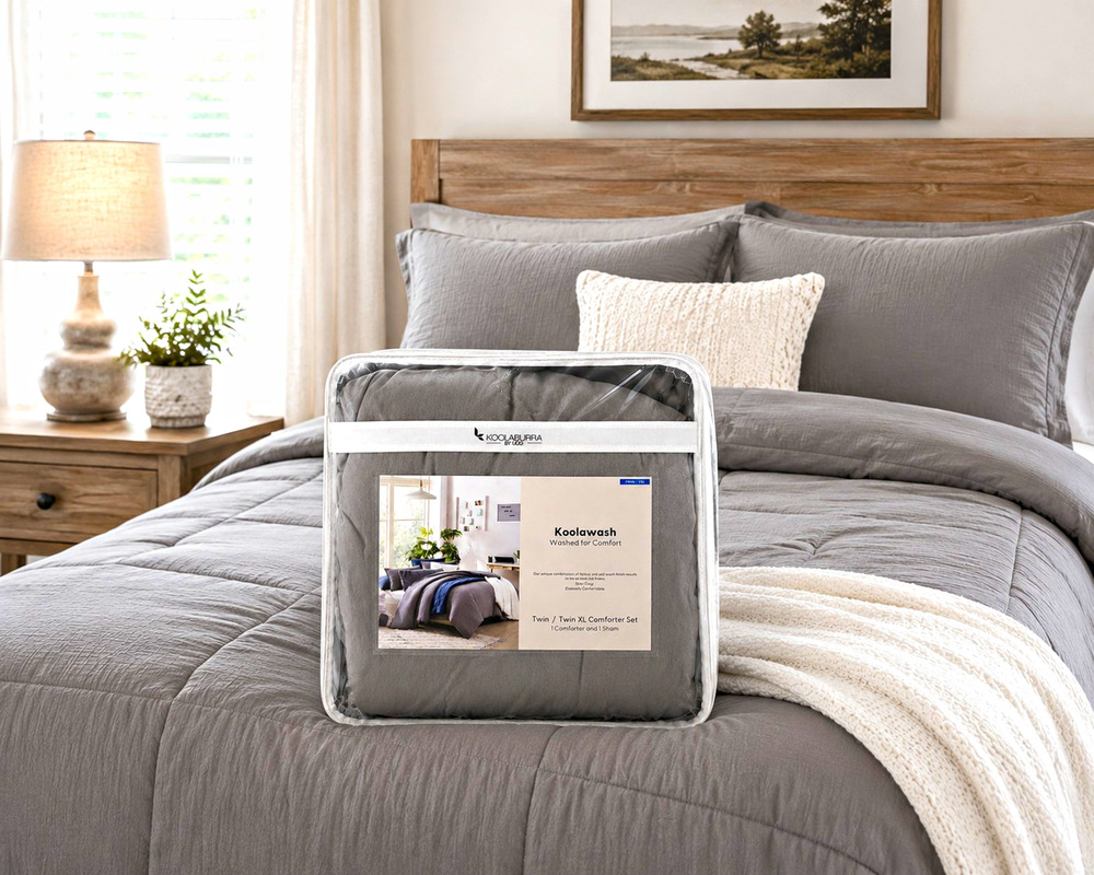 Koolaburra by UGG Koolawash Twin/Twin XL Comforter Set Gray 2 Piece NEW